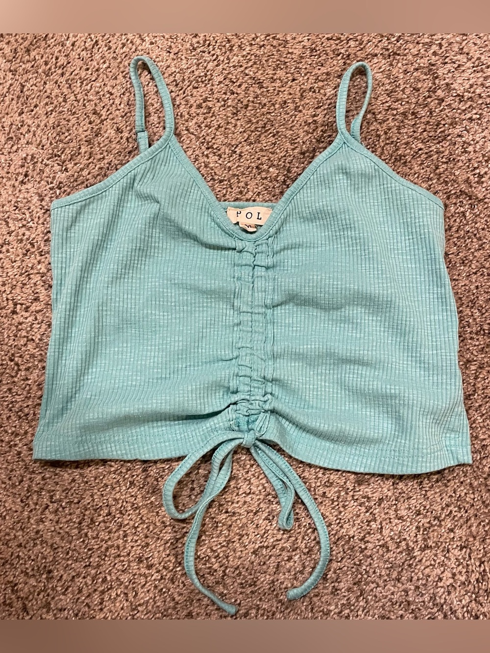 POL Scrunched Tie Crop Tank